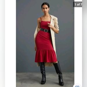 Anthropologie  Square Neck Slim Midi Dress Size Xs